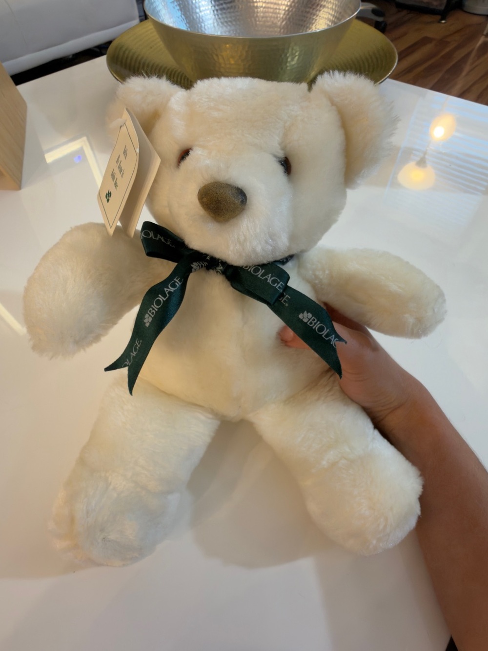 Vintage Biolage Bobbi Bear White Plush Teddy Bear With Original Tag